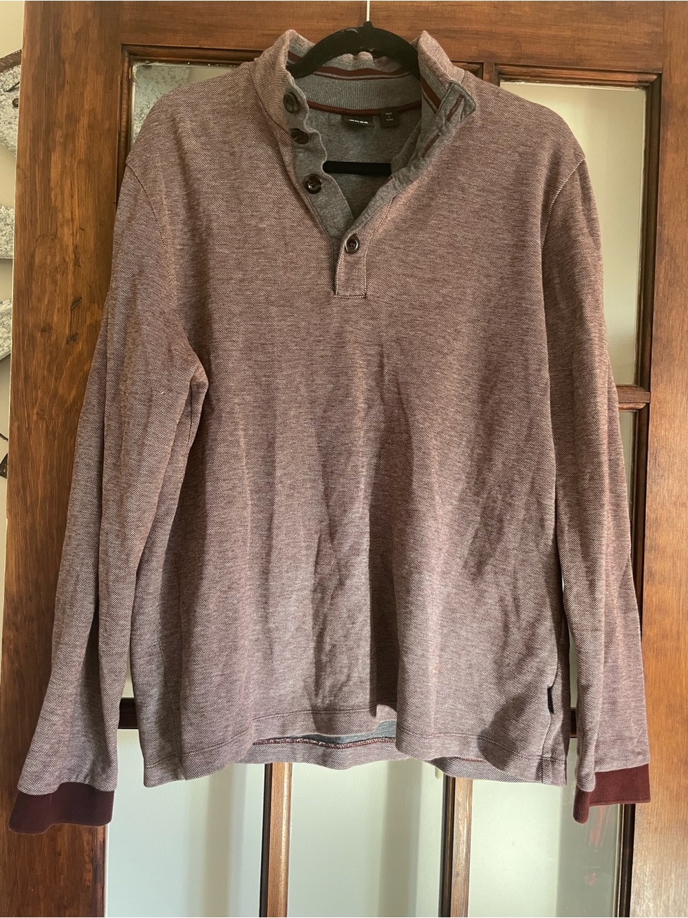 Boss Men's Heathered Brown Zip-Detail Pullover Sweater